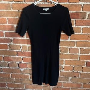 Black short sleeve dress - form fitting, but comfortable!